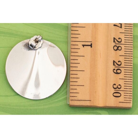 Vintage Silver Tone Beach Shell Stud Earrings by Monet - W5 - Picture 2 of 2